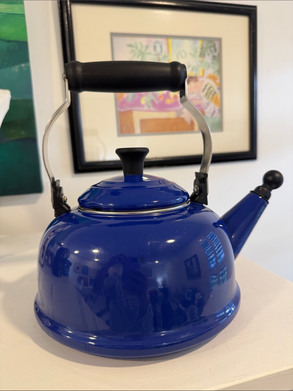 Le Creuset Cobalt Blue Stovetop Tea Kettle with Removable Lid and Handle
